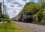 An eastbound NS freight approaches the CSX diamonds. 